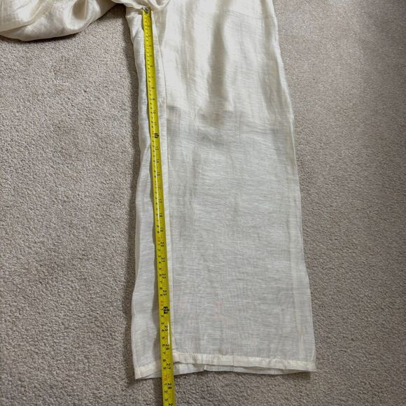 Mouggan Womens Ivory Hemp Blend Semi Lined Formal/Dress Wide Leg Pants Large NWT - Picture 11 of 15